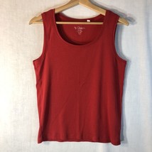 Chico&#39;s Size 1 Medium Red Tank Top Shirt 100% Cotton - £15.47 GBP