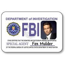 FOX MULDER, X Files TV Show Magnetic Fastener Name Badge Halloween Costume Prop - £13.56 GBP