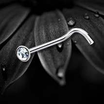 925 Sterling Silver Nose Stud Screw | 2mm Clear Crystal Bezel Set | Eleg... - $163.83 MXN
