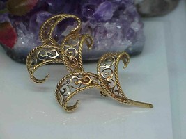 Vintage Van Dell 12k GF Brooch Filigree Leaf Scroll 3&quot; Huge Suit Pin Gold  - $429.30 MXN