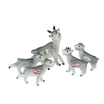 Vintage Bone China Japan Goat With Kids Gray Figurine Miniature Family - £23.16 GBP