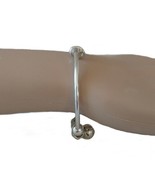 Bohemian Bangle Bracelet Filigree Charm Sliding Dangle Silver Tone Adjusts  - £11.60 GBP