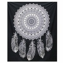 B&W hand-made Double Cotton Bedspread/Wall Hanging-Dreamcatcher-Width200cm Heig - $32.49