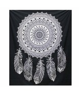 B&amp;W hand-made Double Cotton Bedspread/Wall Hanging-Dreamcatcher-Width200... - $29.24