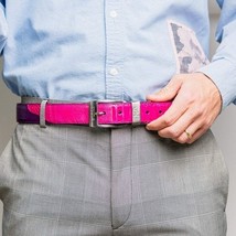 Alessio Genuine Ostrich & Ostrich Leg Exotic BeltPink / Purple image 5