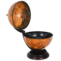 19&quot; Globe Bar Wine Cabinet Tabletop 16th Century Nautical Map Wood Wine Stand - £80.71 GBP