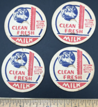 4 VTG Cow Bull Clean Fresh Milk Dairy Bottle Cap Lid 1 5/8&quot; Diameter Mav... - $12.19