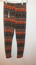 Christmas Leggings Size Small Brown Tan Red Green Trees Poinsettias NWT - £6.04 GBP