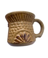 Vintage Pottery Mug Textured Sunrise P.C. USA Tan Brown Southwestern Wid... - €43,30 EUR