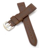 20mm 22mm 24mm 26mm Genuine Leather Brown Watch Band Strap With Silver B... - £12.54 GBP