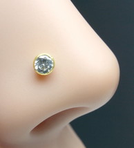 Single stone CZ Piercing Nose Stud nose Pin Solid 14k Yellow Gold from India - £16.81 GBP