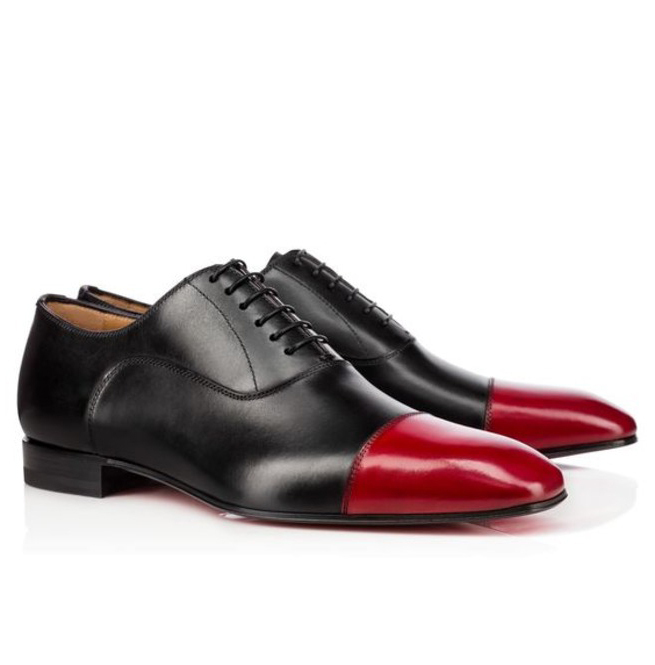 NEW Handmade Two Tone Shoes, Men's Black Red Leather Shoes,Men Cap Toe Lace Up S