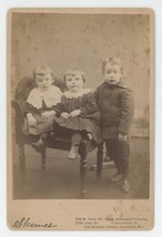 Antique Circa 1880s Cabinet Card Three Adorable Children Skewes Cincinnati, OH - £7.49 GBP