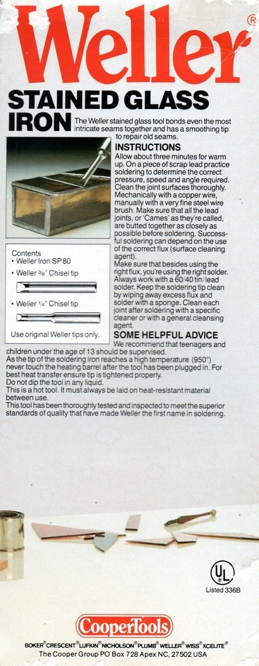 VINTAGE 80s WELLER STAINED GLASS HOBBY SOLDERING IRON 900°F 2-TIPS TESTED USA Item image 5