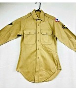 Army Specialist Specialist 5 (E-5) Button Up Shirt Mens Khaki LS Vintage - £28.02 GBP