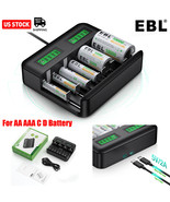 8 Bay Lcd Aa Aaa C D Battery Charger For Rechargeable Batteries W/ Usb Port - £27.17 GBP