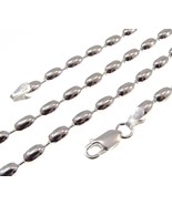 4MM Solid 925 Sterling Silver Italian Oval Rice Bead DOG TAG Chain Necklace - £25.72 GBP+
