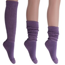 Purple Cotton Slouch Socks Made in USA 3 PAIR Size 9 to 11 - £15.68 GBP
