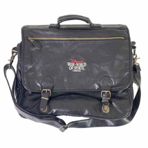 Disney Wide World of Sports Vintage Leather Messenger Bag Laptop Black Retro 90s - £38.93 GBP