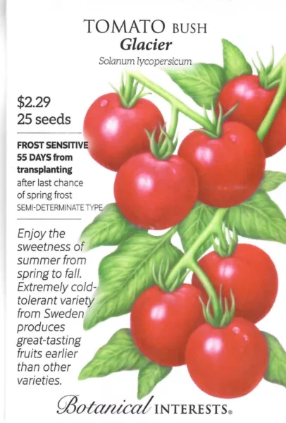 Tomato Glacier Vegetable Seeds Botanical Interests 12/24 Fresh New - £7.15 GBP