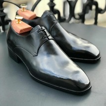 Black Leather New Handmade Derby Lace up Dress Leather Shoes Men shoes - £126.98 GBP+