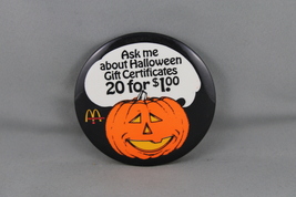 Vintage McDonalds Pin - Halloween Gift Certificates Jack-o-Lantern Cellu... - $15.00