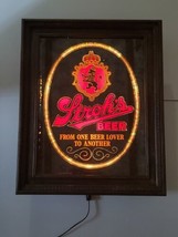 Vintage Strohs Beer Lighted Mirror Sign Bar Advertisement 1980  - £70.02 GBP