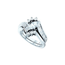 14kt White Gold Marquise Diamond Bridal Wedding Engagement Ring Set 1-1/4 Ctw - £1,992.99 GBP