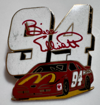 Bill Elliott Pin McDonalds #94 Racecar 76 Fuel NASCAR Pinback Signature ... - $16.82