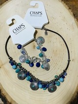 Chaps Turquoise Bracelet &amp; Necklace Set Silver Tone Leather Nwt $52 - £27.62 GBP