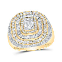 10kt Yellow Gold Mens Baguette Diamond Square Ring 2-3/4 Cttw - £2,279.52 GBP