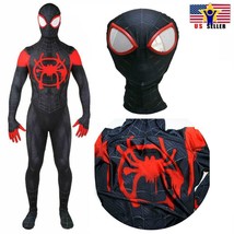 Spider Man Into Spider Verse Cosplay Costume Miles Morales Jumpsuit Halloween - £23.53 GBP