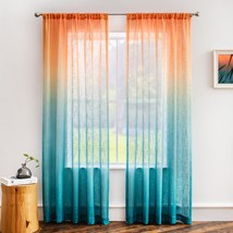 Linen Textured Ombre Semi Sheer Curtains 84 Inches Long For Bedroom Livi... - $54.99