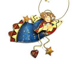 Angel Metal Hanging Decoration Christmas Ornament Painted tin Folk Art - £4.05 GBP