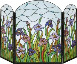 Spring Dreams Decorative Fireplace Screen - Stained Glass - Purple, Green, Mocha - £650.61 GBP