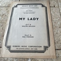 Three Musketeers Sheet Music &quot;My Lady&quot; Don Ameche Ritz Brothers - Artists Copy - £29.65 GBP