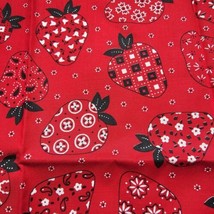 Bandana Print Fabric Strawberries Red Cotton 18&quot; x 43&quot; Strawberry Fruit Berries - £11.94 GBP
