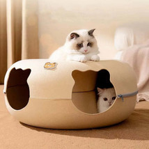 Cute Cartoon Shaped Interactive Toy for Cats House Felt Tunnel Cave Beds Removab - £48.96 GBP+