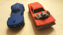 Hotwheels CrazErasers Puzzle Erasers Red Car/Blue Car - £6.25 GBP
