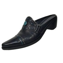 Franco Sarto Slip On Dress Shoes Women 6.5 Slide Mule Black Leather Heel Point - £15.45 GBP