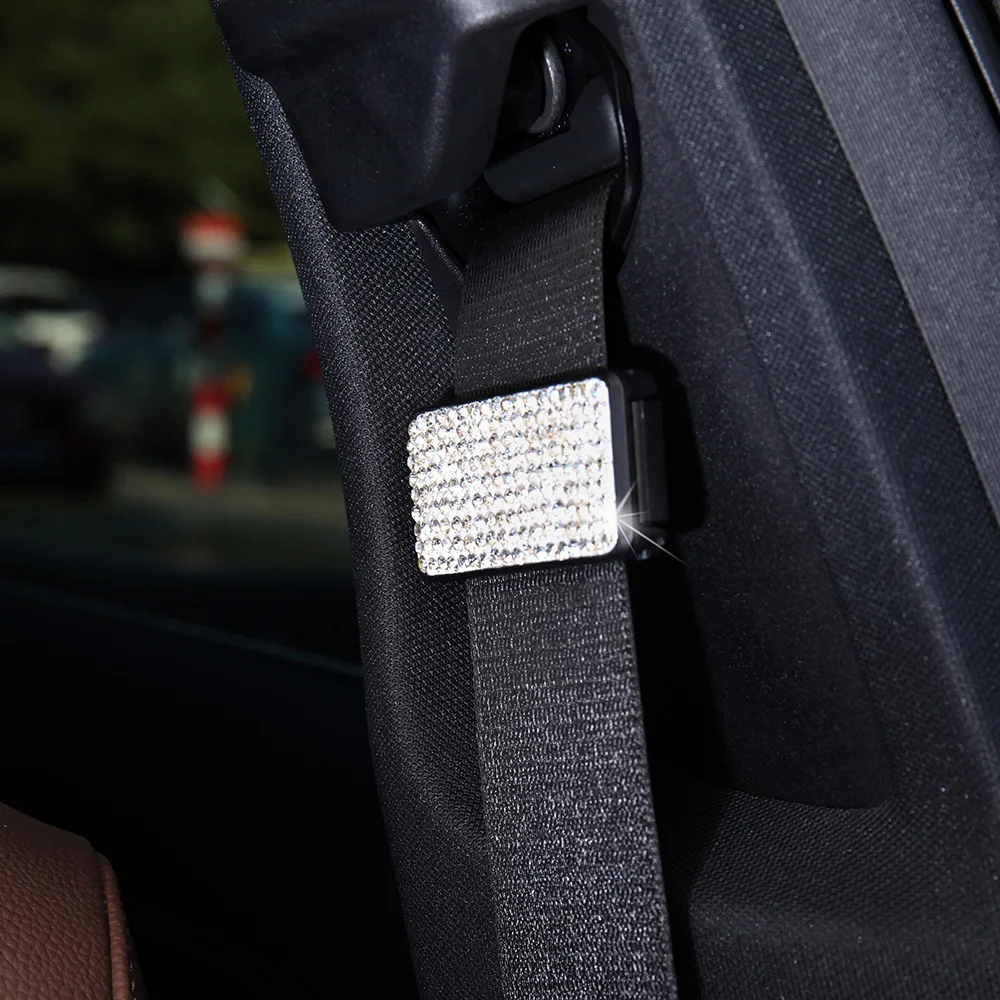 Diamond Rhinestone Car Seat Belt Clip Adjustable Seat Belts Stopper Buckle - £11.50 GBP