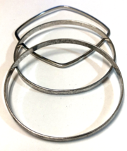 Set Of Three (3) Silver Tone Bracelet’s~One Square Shaped Two Round - $8.96