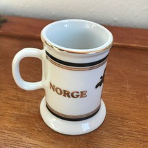 Estate White w Black Moose &amp; Gilt Stripes Norway Small Porcelain Travel Souvenir - £8.14 GBP