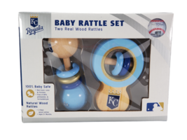 MLB Kansas City Royals Baby Rattle Gift Set Natural Wood Rattles New Box... - $13.14