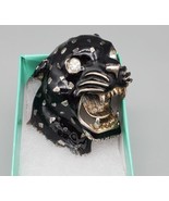 Large Vintage Enamel Rhinestone Big Cat Leopard Panther Brooch Pin 1960s... - $101.86 CAD
