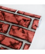 Crimson Brick - Vinyl Self-Adhesive Wallpaper Prepasted Wall Stickers Wa... - £19.49 GBP