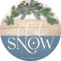 Let It Snow Bow Wreath Novelty Circle Coaster Set of 4 - £15.69 GBP