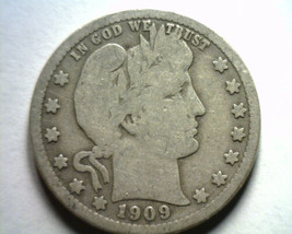 1909 Barber Quarter Dollar Very Good+ Vg+ Nice Original Coin Bobs Coin Fast Ship - £12.64 GBP