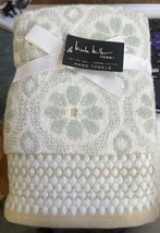 Nicole Miller Hand Towel Set 2- Sherbert Green/White- 100% Cotton - New - $27.67
