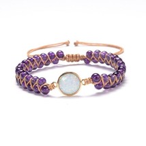 Stone Femme Amethysts Opal Braided Yoga Friendship Bracelet Bohemian Jewellery - £23.88 GBP